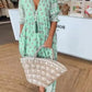 🌸Пролетни специални оферти 50% ОТСТЪПКА👗Бохо флорален V-образен деколте висок талия A-линия люлееща се рокля