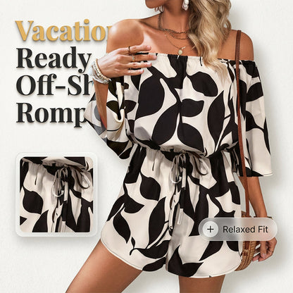🌊49% SLEVA 💖Дамски гащеризон с голи рамене и къси панталони