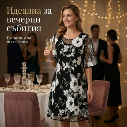Дамска Елегантна Флорална Принт Шифонова Рокля