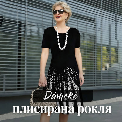 Дамска плисирана рокля с цветни блокове