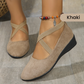 🌹-49 OFF！！Елегантен плътен цвят еластична каишка ниски клиновидни обувки🩰