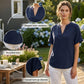🌸Пролетна разпродажба 50% ОТСТЪПКА👕Моден свободен плътен цвят топ с къс ръкав