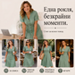 🌞💃Дамска рокля с копчета, V-образно деколте и къси ръкави, дължина до средата на прасеца