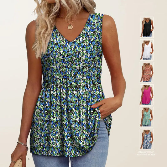 💖ПОСЛЕДЕН ДЕН НА ПРОДАЖБАТА 50% ОТСТЪПКА✨Дамски елегантни безръкавни блузи с V-образно деколте и къс ръкав