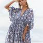 🌸👗 PROMO FLASH 50% ! Robe Courte Tunique Florale Été – Col V, Demi-Manches, Tissu Léger, Idéale Quotidien & Sorties ✨
