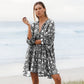 🌸👗 PROMO FLASH 50% ! Robe Courte Tunique Florale Été – Col V, Demi-Manches, Tissu Léger, Idéale Quotidien & Sorties ✨
