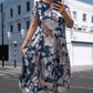 👗Нови модели за началото на лятото✨Рокля с къс ръкав, свободна кройка и обло деколте с флорален принт