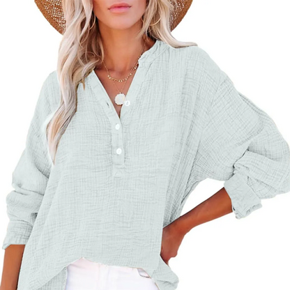 👚 50% отстъпка! 🌷 Дамска ежедневна блуза с дълъг ръкав и V-образно деколте