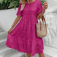 👗 50% ОТСТЪПКА СЕГА! 💖 Дамска плътна рокля с кръгло деколте и флорални изрези – Флорални детайли, дишаща и перфектна за шикозен летен вид 🌸