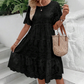 👗 50% ОТСТЪПКА СЕГА! 💖 Дамска плътна рокля с кръгло деколте и флорални изрези – Флорални детайли, дишаща и перфектна за шикозен летен вид 🌸