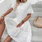 👗 50% ОТСТЪПКА СЕГА! 💖 Дамска плътна рокля с кръгло деколте и флорални изрези – Флорални детайли, дишаща и перфектна за шикозен летен вид 🌸