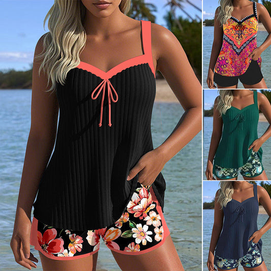 🌊 S-3XL 👙 Комплект от бански сутиен и шорти с принт 🌞⛱️ | Идеален за плаж и почивка