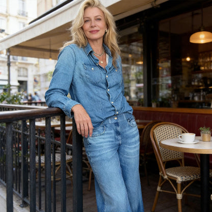 🎁2026 New Arrivals 49% OFF💥Women’s Faux Denim Pajama 2-Piece Set1