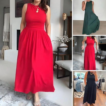 📢📢50% отстъпка!! ⏰Елегантна дълга рокля с обло деколте за жени 👗