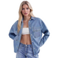 ✨ НАЙ-МНОГО 50%! 🧥 Дамско Casual Дълъг Ръкав Фармерско Яке – Oversized Кройка и Патлици