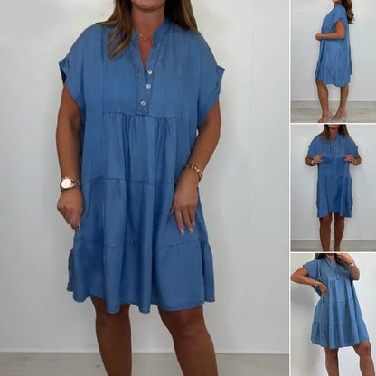 👗 Женска ежедневна къса рокля с копчета