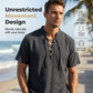 👕 50% ОТСТЪПКА СЕГА! 🏖️ Мъжка ежедневна риза с връзки и къс ръкав – Дишаща ленена смес ☀️