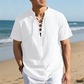 👕 50% ОТСТЪПКА СЕГА! 🏖️ Мъжка ежедневна риза с връзки и къс ръкав – Дишаща ленена смес ☀️
