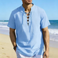 👕 50% ОТСТЪПКА СЕГА! 🏖️ Мъжка ежедневна риза с връзки и къс ръкав – Дишаща ленена смес ☀️
