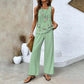 Комплект от 2 части за жени, с модерен принт, топ без ръкави и панталони