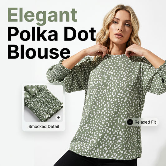 👚 49% ОТСТЪПКА СЕГА!🌿 Дамска ежедневна блуза с полка точки и 3/4 ръкав – Дишаща и елегантна – Шикозен ежедневен фаворит 🎀