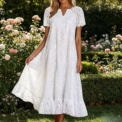 👗Елегантна рокля за жени с V-образно деколте и къси ръкави💖