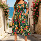 🔥Последен ден: 30% отстъпка!⏰🌸👗 Цветна рокля с волани, квадратно деколте и джобове🏖️