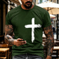 ✝️ ОГРАНИЧЕНО ВРЕМЕ 30% НАМАЛЕНИЕ! ✨ Мъжка тениска с графичен дизайн на вярата – износен кръст, удобна кройка, премиум 🧡