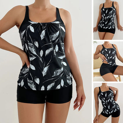 👙 ОГРАНИЧЕНО ВРЕМЕ 30% ОТСТЪПКА! ✨ Двучастен бански с щампа – Контрол на корема, 4-посочно разтягане, Защита от слънце 🌊