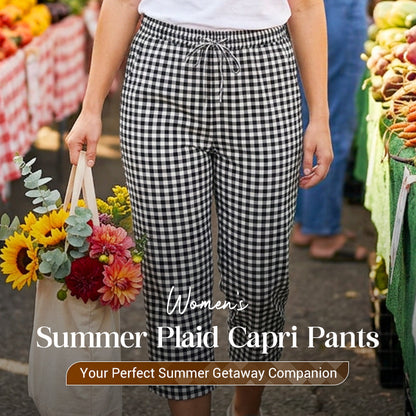 Gingham Capri Pants – Комфорт с връзки и дишащ памук-лен