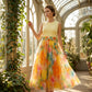 👗🌸 Лека пола от тюл с артистичен цветен мотив