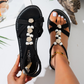 👡✨ Дамски плоски сандали с перли