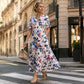 👗✨ Винтидж рокля с флорален принт, дължина до коляното, V-образно деколте, ръкави с шнур и джобове – лека, дишаща, 8 цвята, размери S–3XL 🌸🌿